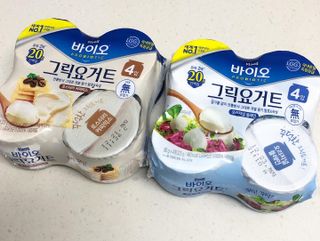 매일바이오 그릭요거트 오리지널 플레인 4개, 로스터리 커피믹스 4개 — 4.5점을 준 리뷰어가 2021년 12월 올린 사용 사진