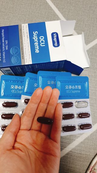 뉴트리션팩토리 비타프렙 오큐슈프림 루테인 오메가3 1050mg — 5점을 준 리뷰어가 2021년 7월 올린 사용 사진