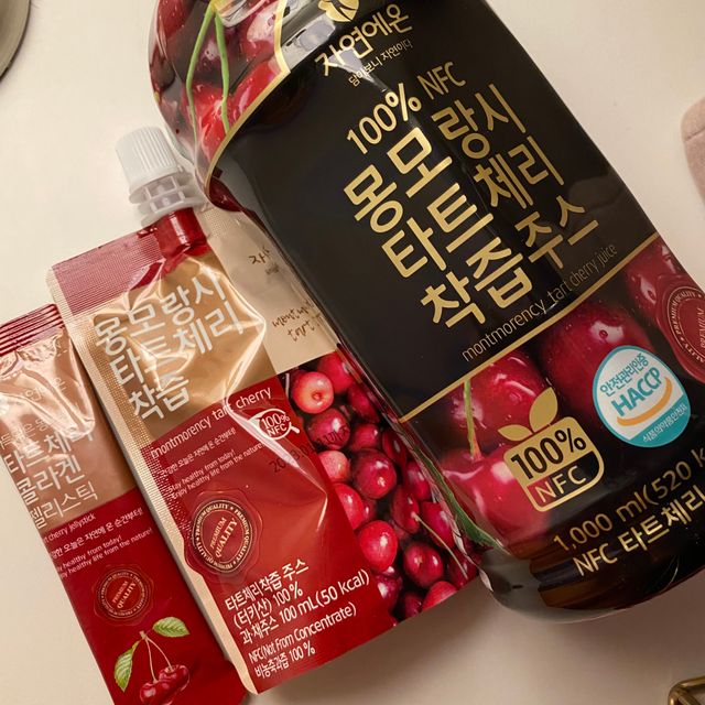 자연에온 몽모랑시 타트체리 3종 세트 구성 - 저분자콜라겐젤리, NFC 착즙주스 리뷰 사진