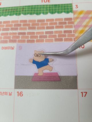 리훈 곰부 내지꾸미기 투명 리무버블 스티커팩 다이어리 다꾸 미니 씰 세트 — 5점을 준 리뷰어가 2023년 5월 올린 사용 사진