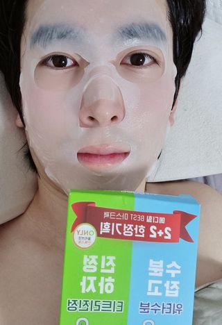 메디힐 올리브영 1등 마스크팩 워터마이드팩 2매 + 티트리팩 2매 기획세트 — 3점을 준 리뷰어가 2021년 3월 올린 사용 사진