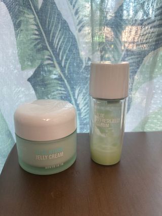김정문알로에 큐어 큐어 알로에 리프레쉬 젤리 세럼, 큐어 알로에 하이드로 젤리 크림 — 4점을 준 리뷰어가 2021년 3월 올린 사용 사진