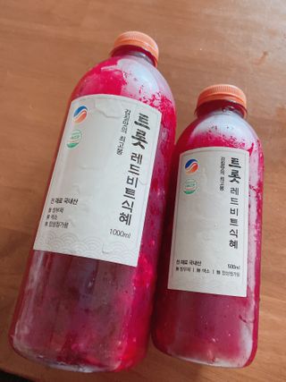 트롯전통식혜 트롯레드비트식혜 1리터 +500리터 — 5점을 준 리뷰어가 2021년 6월 올린 사용 사진