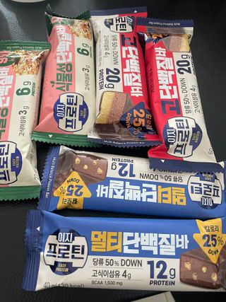이지프로틴바 3종x각 2ea (고단백질바, 멀티단백질바, 식물성단백질바) — 5점을 준 리뷰어가 2024년 2월 올린 사용 사진