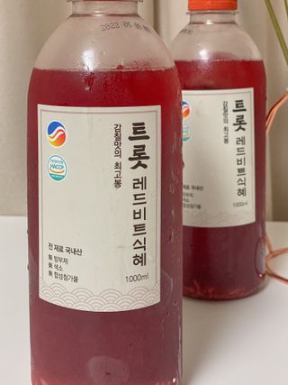 트롯전통식혜 트롯레드비트식혜 1리터 +500리터 — 5점을 준 리뷰어가 2021년 6월 올린 사용 사진