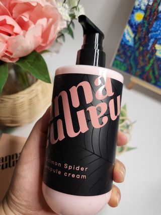 난나 살몬 스파이더 검버섯 미백 톤업 화이트닝 연어 앰플 크림 300ml 대용량 — 5점을 준 리뷰어가 2022년 8월 올린 사용 사진