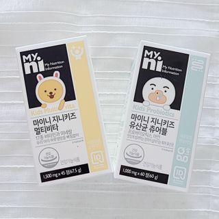 일동제약 마이니 마이니 지니키즈 유산균 츄어블, 멀티비타 set — 5점을 준 리뷰어가 2021년 3월 올린 사용 사진