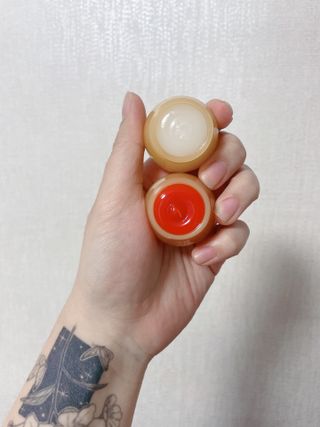 [후르디아] 올리브영 꿀과즙 립밤 2종 (블루베리/석류) — 4점을 준 리뷰어가 2022년 1월 올린 사용 사진