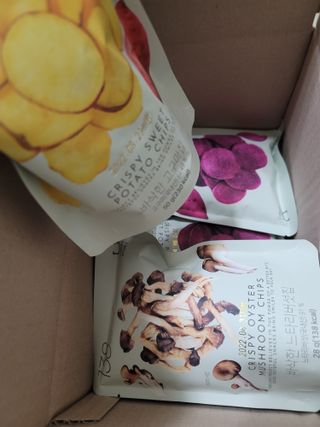 딜라이트 프로젝트 바삭한 원물칩 3종 고구마칩, 자색고구마칩, 느타리버섯칩 [총 6봉지] — 5점을 준 리뷰어가 2022년 2월 올린 사용 사진