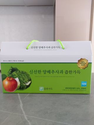 즙한가득 양배추사과즙/석류즙 30포, 선물박스 택1 — 5점을 준 리뷰어가 2022년 1월 올린 사용 사진