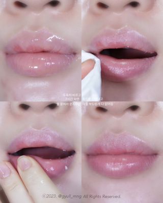 [후르디아] 올리브영 착한보습 비건 립버터 2종 — 5점을 준 리뷰어가 2023년 2월 올린 사용 사진