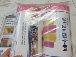 위케어 일회용 향균 수세미 50매 2롤 세트 총 100매 Pink — 5점을 준 리뷰어가 2021년 2월 올린 사용 사진