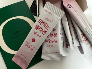[음료수 대신 가능!]  빠르게 흡수되는 아임오 타먹는 콜라겐 1박스 — 4.5점을 준 리뷰어가 2023년 3월 올린 사용 사진