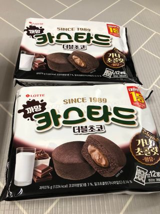 롯데제과 까망카스타드 더블초코 — 5점을 준 리뷰어가 2021년 5월 올린 사용 사진