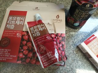 자연에온 몽모랑시 타트체리 3종 세트 구성 - 저분자콜라겐젤리, NFC 착즙주스 — 5점을 준 리뷰어가 2021년 7월 올린 사용 사진