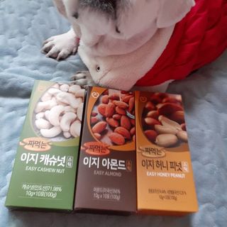 짜먹는 이지견과 짜먹는 이지아몬드, 짜먹는 이지허니피넛, 짜먹는 이지캐슈넛 각 10g X  10포 — 5점을 준 리뷰어가 2021년 2월 올린 사용 사진
