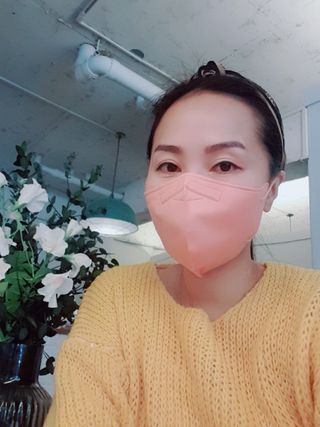 애니가드 셋업마스크 4컬러 각 10매입 [크리미베이지, 캐시미어로즈, 초콜렛브라운, 미드나잇네이비] — 5점을 준 리뷰어가 2022년 2월 올린 사용 사진
