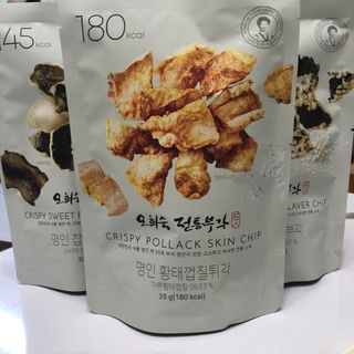오희숙 전통부각 명인 찹쌀김부각, 찹쌀다시마부각, 황태껍질튀각 총 6봉 — 5점을 준 리뷰어가 2021년 6월 올린 사용 사진