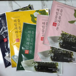 [해림맛김] 들기름에 구운 바삭바삭 김 4종 세트 + 1종 랜덤발송 총5개입 — 5점을 준 리뷰어가 2021년 2월 올린 사용 사진