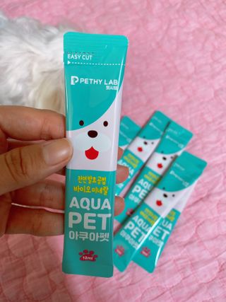 펫시랩 반려견용 액상 프리바이오틱스 아쿠아펫 — 3점을 준 리뷰어가 2021년 1월 올린 사용 사진