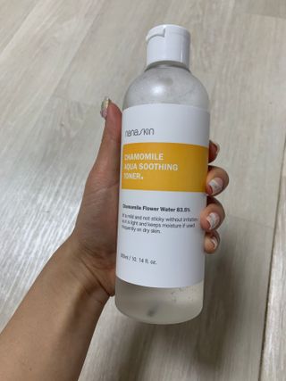 나나스킨 캐모마일아쿠아수딩토너 — 5점을 준 리뷰어가 2021년 4월 올린 사용 사진