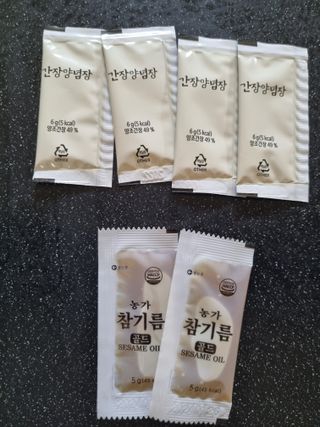 해풀잎 누구나 김밥*1ea [(혼합야채 35g *1ea,  김밥김 (5g, 5ea),  양념간장 (6g, 5ea), 참기름(5g, 2ea)] — 5점을 준 리뷰어가 2022년 7월 올린 사용 사진