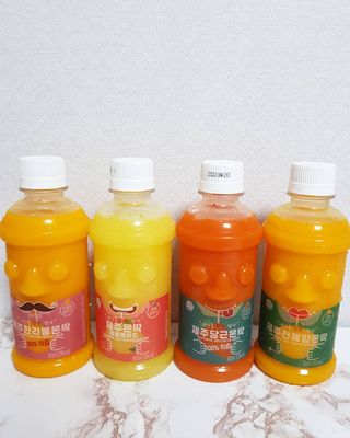 탐라원 제주의 맛, 몬딱주스 4종세트 - 한라봉몬딱주스, 천혜향몬딱주스, 청귤에이드, 당근몬딱주스 — 3점을 준 리뷰어가 2021년 7월 올린 사용 사진