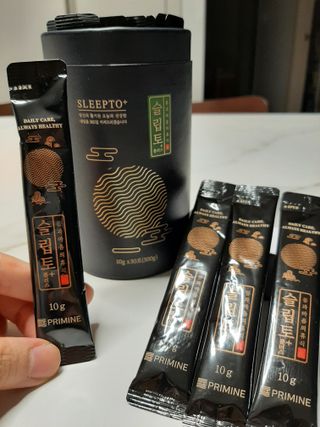 프리마인 자체 기업부설 연구소에서 찾아낸 건강한 수면의 비밀.  슬립토 플러스 30포 — 5점을 준 리뷰어가 2022년 6월 올린 사용 사진