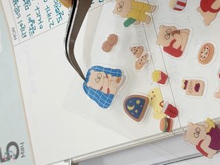 리훈 곰부 내지꾸미기 투명 리무버블 스티커팩 다이어리 다꾸 미니 씰 세트 — 5점을 준 리뷰어가 2023년 5월 올린 사용 사진
