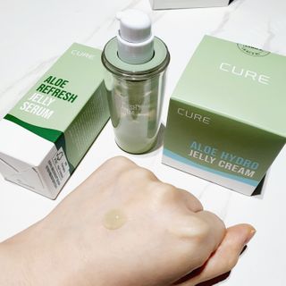 김정문알로에 큐어 큐어 알로에 리프레쉬 젤리 세럼, 큐어 알로에 하이드로 젤리 크림 — 5점을 준 리뷰어가 2021년 2월 올린 사용 사진