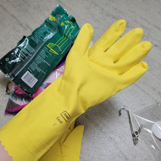 안셀 주방용 다용도 고무장갑 5개입 천연라텍스 소형 중형 대형 — 5점을 준 리뷰어가 2021년 8월 올린 사용 사진