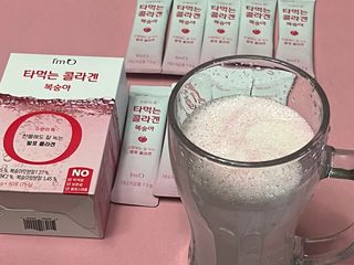 [음료수 대신 가능!]  빠르게 흡수되는 아임오 타먹는 콜라겐 1박스 — 5점을 준 리뷰어가 2023년 4월 올린 사용 사진