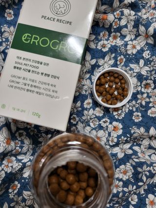 펫21 그로그로 5종 강아지 고양이 반려동물 한방 영양제 — 5점을 준 리뷰어가 2021년 11월 올린 사용 사진