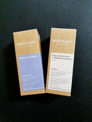 마리엔메이 히알루로닉스 세럼 ,나이아신아마이드 모과 세럼, 마린콜라겐 세럼, 청귤 흰목이버섯 추출물 세럼 — 4.5점을 준 리뷰어가 2021년 10월 올린 사용 사진