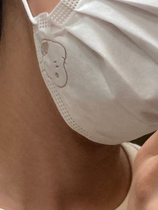 JHWORLD 스누피 마스크 정품 스누피 KF-AD 국내 비말차단 아동용 성인용 일회용 덴탈마스크 50매 — 5점을 준 리뷰어가 2021년 8월 올린 사용 사진