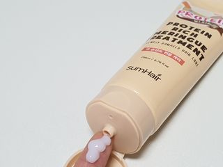 썸헤어 / SUMHAIR 썸헤어 프로틴 리치 머랭 트리트먼트 극손상모 전용 케어 — 5점을 준 리뷰어가 2021년 4월 올린 사용 사진