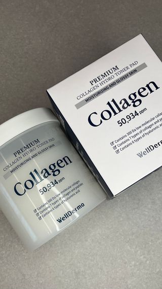 웰더마 프리미엄 콜라겐 하이드로 토너 패드 60매/1개 — 5점을 준 리뷰어가 2025년 7월 올린 사용 사진
