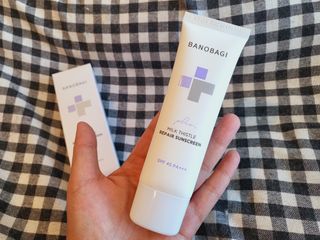 바노바기 코스메틱 바노바기 밀크씨슬 리페어 시카 선스크린 플러스 50ml — 5점을 준 리뷰어가 2023년 2월 올린 사용 사진