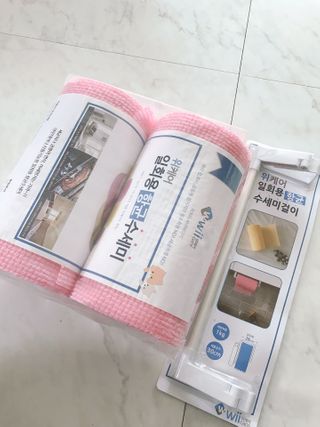 위케어 일회용 향균 수세미 50매 2롤 세트 총 100매 Pink — 5점을 준 리뷰어가 2021년 2월 올린 사용 사진
