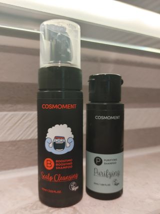 코스모먼트 부스티모 부스팅샴푸60ml + 비듬세정 진정샴푸50ml — 5점을 준 리뷰어가 2022년 1월 올린 사용 사진