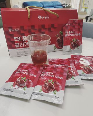 미쁨생활건강 콜라겐 담은 석류즙 70ml x 30포 — 5점을 준 리뷰어가 2021년 9월 올린 사용 사진