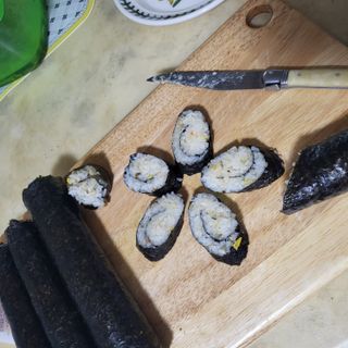 해풀잎 누구나 김밥*1ea [(혼합야채 35g *1ea,  김밥김 (5g, 5ea),  양념간장 (6g, 5ea), 참기름(5g, 2ea)] — 5점을 준 리뷰어가 2022년 7월 올린 사용 사진