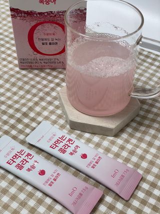 [음료수 대신 가능!]  빠르게 흡수되는 아임오 타먹는 콜라겐 1박스 — 4점을 준 리뷰어가 2023년 3월 올린 사용 사진