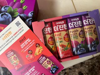 [롯데칠성] 야채듬뿍 더'진한 [롯데칠성] 야채는 이제 COLORFULL! 야채듬뿍  더 진한 레드 4개 +퍼플 4개 (총 8개) — 5점을 준 리뷰어가 2023년 6월 올린 사용 사진