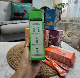 참앤들황토농원 7가지 맛! 탄산 톡톡! 스파클링! 데이앤 콤부차 7종 10포 1박스씩 ★총 7박스★ — 3점을 준 리뷰어가 2023년 1월 올린 사용 사진