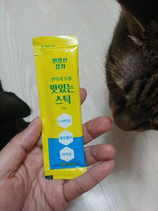 페페로니 맛있는 스틱 - 무항생제 닭고기 15개 + 원양선 참치 15개 — 5점을 준 리뷰어가 2021년 8월 올린 사용 사진