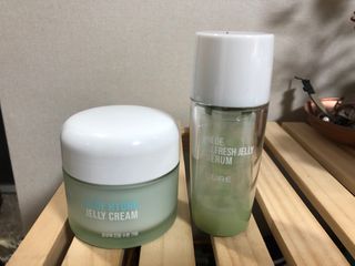 김정문알로에 큐어 큐어 알로에 리프레쉬 젤리 세럼, 큐어 알로에 하이드로 젤리 크림 — 5점을 준 리뷰어가 2021년 2월 올린 사용 사진