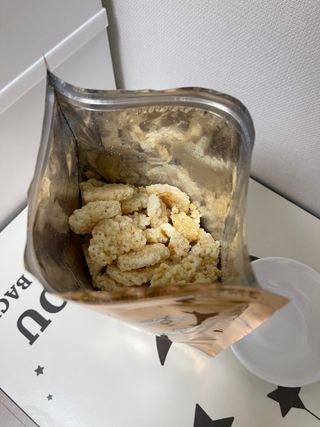 미즈꼬레아 치즈맛 누룽지크리스피 — 4.5점을 준 리뷰어가 2022년 3월 올린 사용 사진