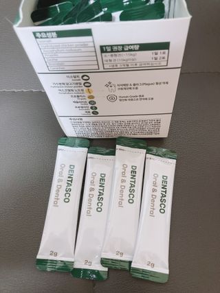 [벳크로스] 덴타스코 강아지 3종 (구강&덴탈, 구강&기침, 구강&장) / 2g x 30 — 4점을 준 리뷰어가 2023년 1월 올린 사용 사진