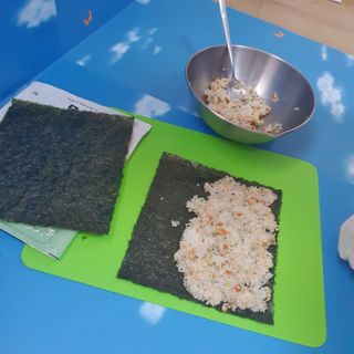 해풀잎 누구나 김밥*1ea [(혼합야채 35g *1ea,  김밥김 (5g, 5ea),  양념간장 (6g, 5ea), 참기름(5g, 2ea)] — 3.5점을 준 리뷰어가 2022년 8월 올린 사용 사진